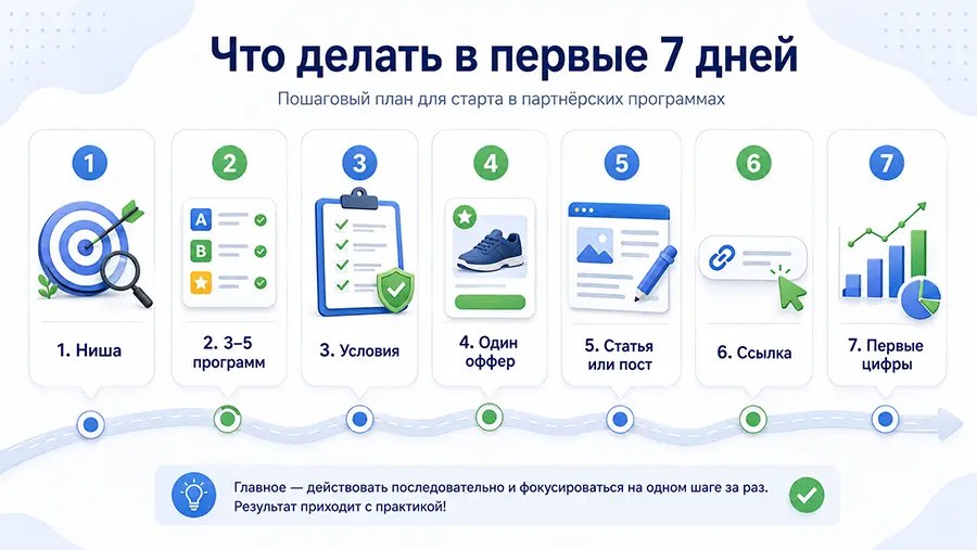 Пошаговый план старта в партнерских программах за 7 дней