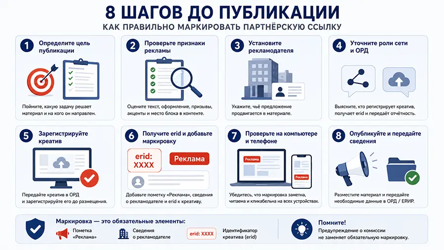 Пошаговая маркировка рекламы для партнёрской ссылки