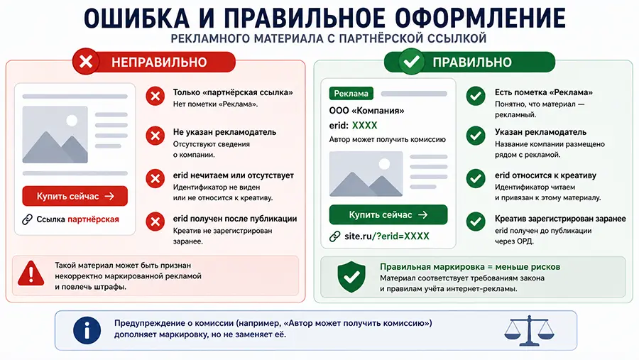 Ошибки маркировки рекламы и правильное оформление рекламного блока